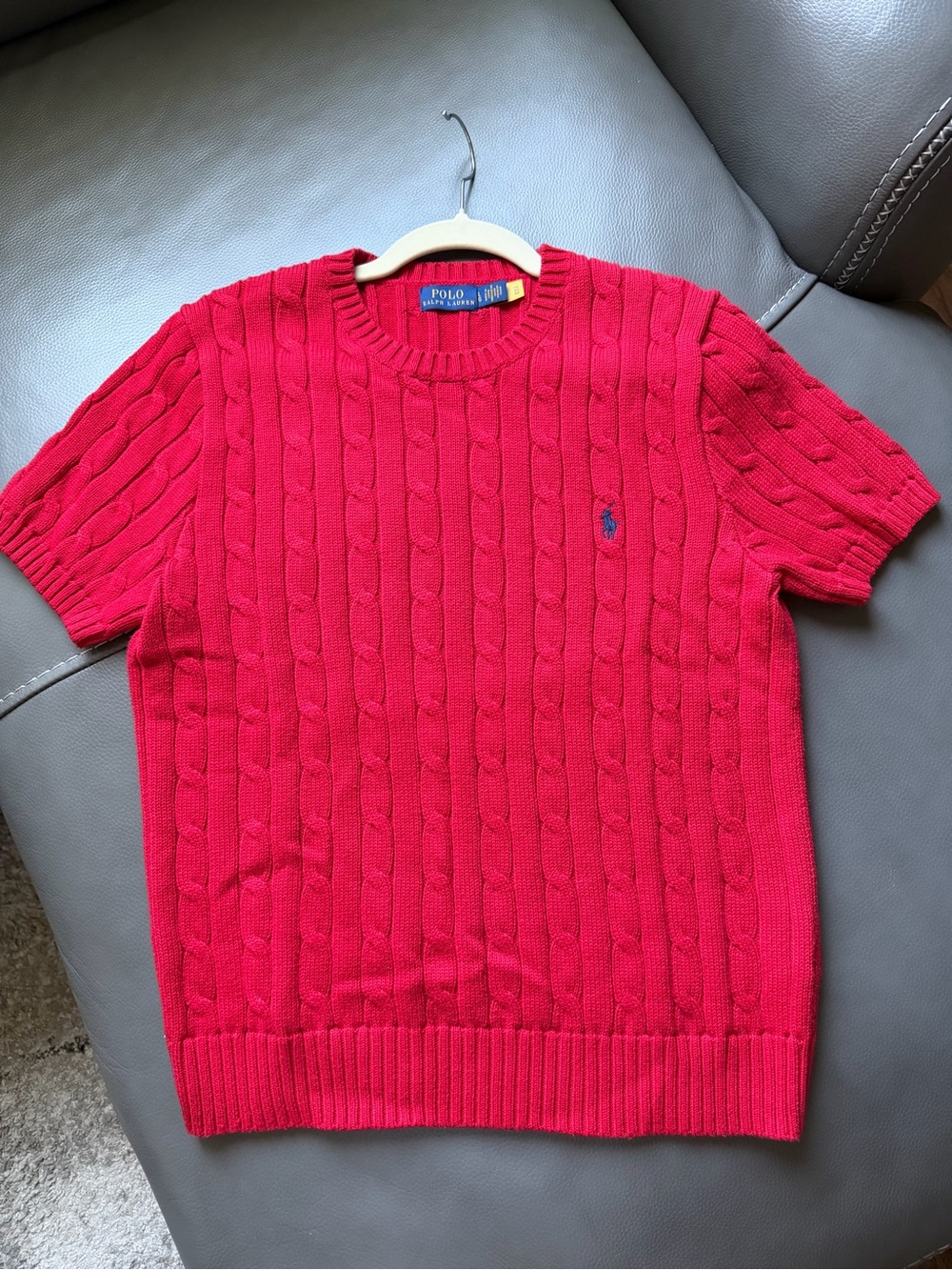 Like NEW /Ralph Lauren Red Cable-Knit Crewneck Sweater